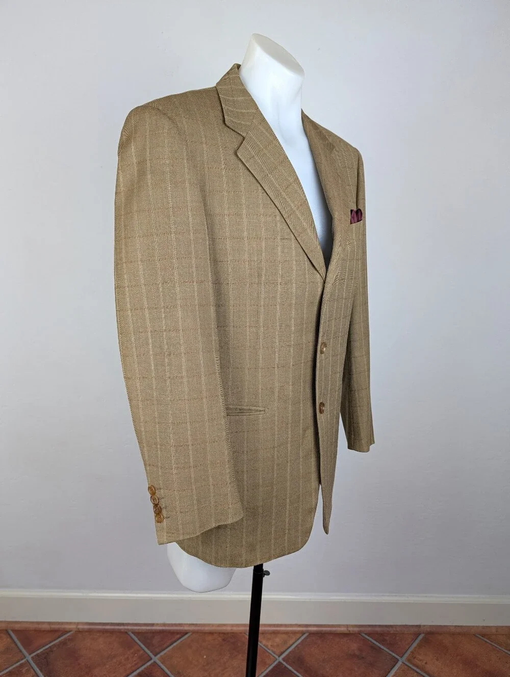 Barcelino x Marco Azzali Virgin Wool Sport Jacket in Soft Tan Herringbone
